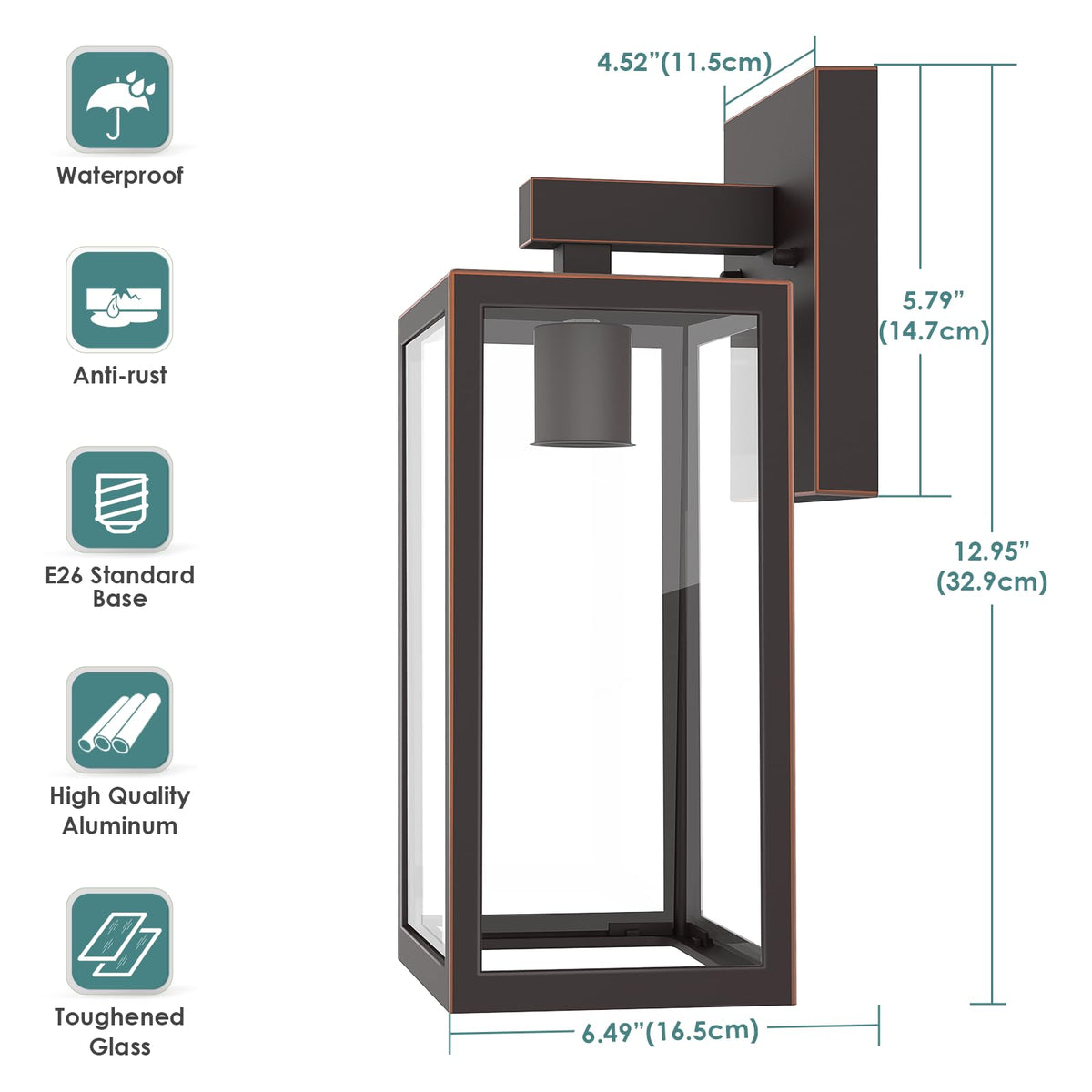 MAXvolador Outdoor Wall Lantern, Waterproof Sconce Light Fixture, Large, Oil-Rubbed Bronze, Model 2032BC, Aluminum
