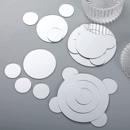 Jetec 40 Pieces Mini Size Round Mirror Small Round Mirror Adhesive Tiles Home Decoration for Crafts and DIY Projects Supplies(4 Inch, 5 Inch, 6 Inch)