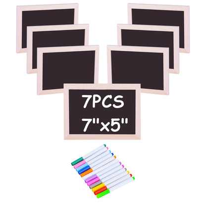 Small Chalkboard with Frames, Mini Wooden Double Sided Chalkboards, Learning and Handwriting Without Tears, Slate Board Signs School Supplies for Classroom Party Home Office,5 x 7 Inch(7PCS)