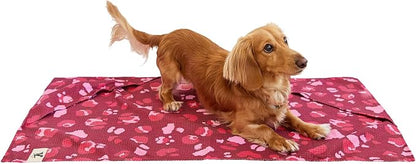 Dock & Bay Pet Towel - Super Absorbent & Quick Drying Dog Towels with Bag - 100% Recycled - Pink Paws, Medium (90x50cm, 35x19)