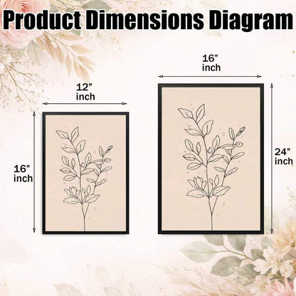 CHTEXA Minimalist Botanical Wall Art Set Of 3 Framed Canvas Prints Neutral Beige Plant Line Art Decor For Living Room Bedroom Bathroom Office 12x16 Inch