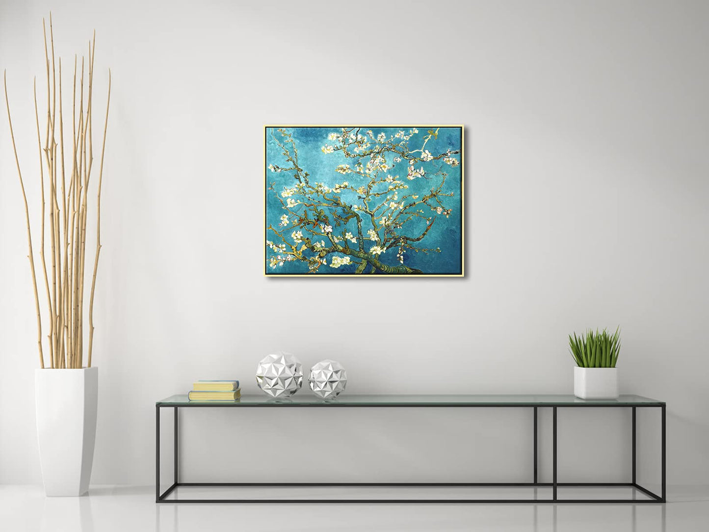 Wieco Art Framed Wall Art Canvas Prints of Almond Blossom by Vincent Van Gogh Paintings Reproduction Abstract Artwork for Wall Decor Golden Frame