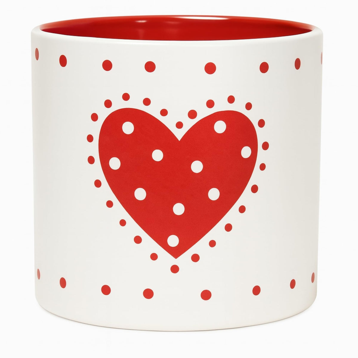 Blue Sky Clayworks Red Country Heart 4'' Flower Pot, Cherry Dot Charm for Tiny Greens
