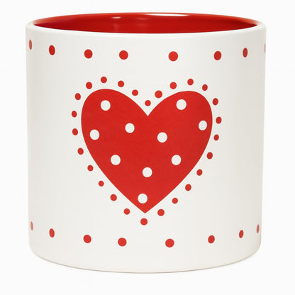 Blue Sky Clayworks Red Country Heart 4'' Flower Pot, Cherry Dot Charm for Tiny Greens