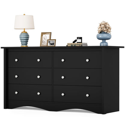 YESHOMY Dresser for Bedroom with 6 Drawer, 47.2" TV Stand, Organizer Drawers for Bedroom, Living, Hallway (Dark Black)
