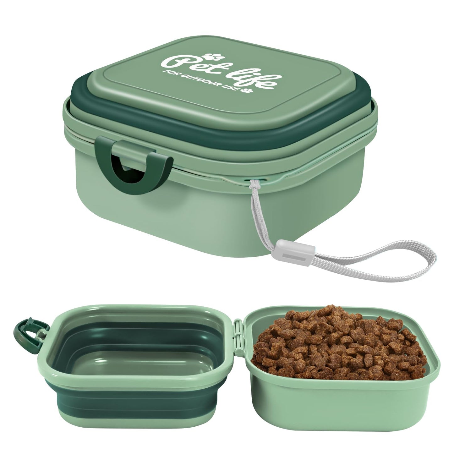 Collapsible Dog Bowls, Travel Water Bowl for Dogs, 2-in-1 Portable Food and Water Feeder - Travel Dog Bowls with Lid for Walking, Traveling, Camping and Hiking