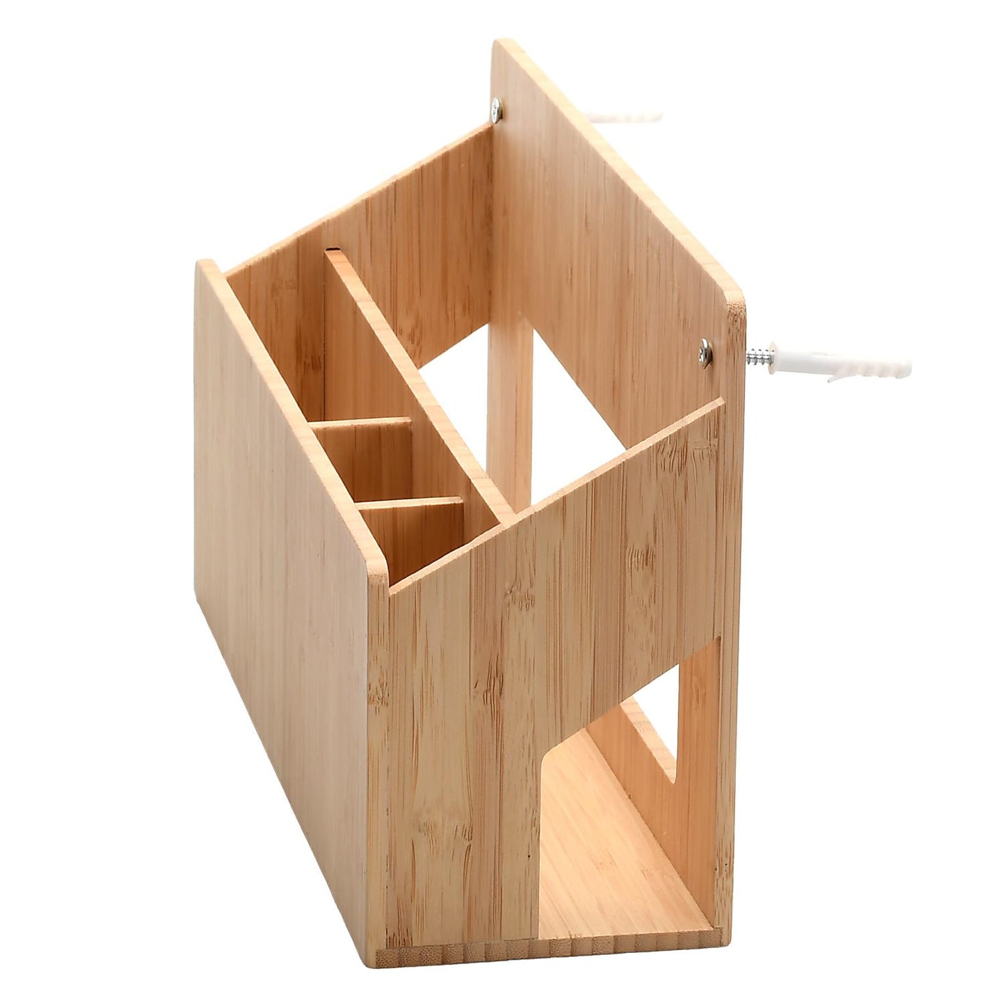 MobileVision Bamboo Magazine Holder / Mail Sorter / File Folder Organizer / Mounted Rack for Home or Office, Includes Mounting Screws