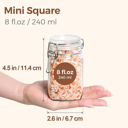 ComSaf Small Glass Jars with Airtight Lid Set of 6, Spice Jars 8 oz, Mason Jars