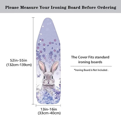Sprowallow Rabbit Lavender Ironing Board Cover Standard Size Silicone Coated