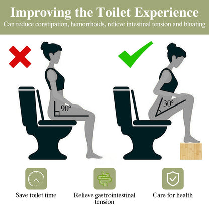 CUXFLS 7" Bamboo Toilet Stool - Foldable Non-Slip Step for Adults & Kids, Sturdy Squatting Stool for Healthy Posture, Space Saving Bathroom