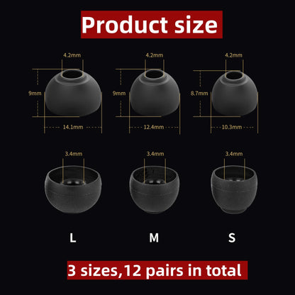 CCZ ZT01 24 PCS/12 Pairs Earbud Tips, KZ ZS10 PRO IEM Eartips, Replacement in Ear Monitor Rubber Tips for ZSN PRO X, EDX PRO, ZAS, KBEAR KS1, KS2, CCZ Melody, DC01 PRO, DC02, MC02,DC03 (Black, S/M/L)