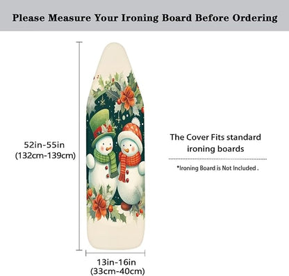 ZDCUSTOM Couple Snowman Ironing Board Cover, Merry Christmas Non Stick Scorch