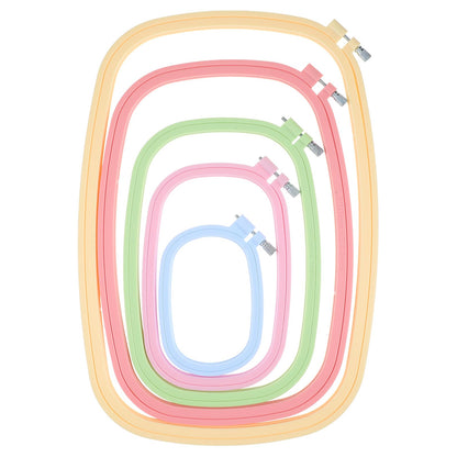 MySHUCE 5 Pack Size Square Embroidery Hoops Set, Plastic Cross Stitch Hoops 5 Inch 6 Inch 10 Inch 12 Inch 15 Inch Reusable Frames Rings for DIY Embroidery Craft Sewing Project (5 Colors)