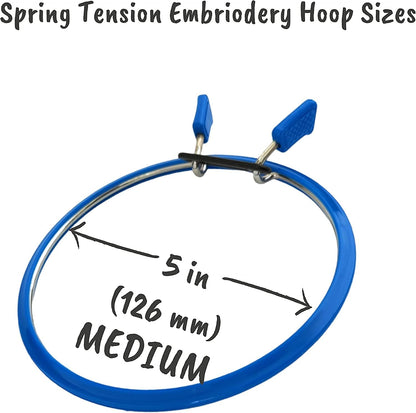 Nurge Premium Quality, Metal Spring Tension Embroidery Hoops, Cross Stich Hoop, Darning Hoops, Embroidery Tension Shed (Blue, Siz Mix)