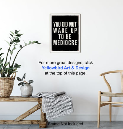 YELLOWBIRD ART & DESIGN Motivational poster 8x10 - Black Rustic Motivation Inspirational Quotes Wall Art - Inspiration Positive Quotes Wall Decor - Office Artwork for Men Entrepreneur Gym Decor