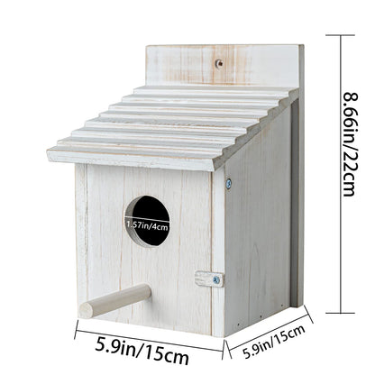 NATUREYLWL Wooden Bird House for Outside with Perch - Weatherproof Hanging Birdhouse for Finches, Bluebirds, Cardinals - Outdoor Garden Birdhouse with Easy Clean Design