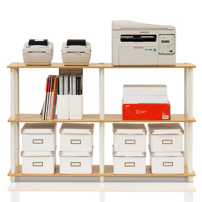 Furinno TURN-N-TUBE Storage Shelves, 3-Tier 47.4 Wide Book Shelf, Corner Shelf, Toolless Open Shelves, for Organization and Storage, Living Room, Garage, Home Office, Beech