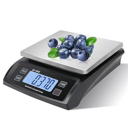 Large Digital Kitchen Scale 30kg/66lb Food Scale for Baking Cooking Stainless Bread Scale with LCD Display Counting Scales for Coins Adapter Included(Stainless Black)