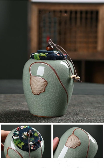 Porcelain Chinese Gongfu Tea Set | Ge Kiln Ceramics Tea maker and Infuser,Portable All in One Gift Bag for Travel,Home,Gifting,Outdoor and Office (哥窑陶瓷功夫茶具11件套装)