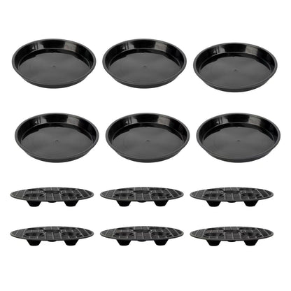 KVMORZE 12 Pack 8 In Plant Saucer Stand Set, Heavy Duty Plant Drip Trays with Elevated Plant Saucer Pot Base with Drainage Hole, Flower Pot Tray Plant Pot Container Accessories for Indoor Outdoor