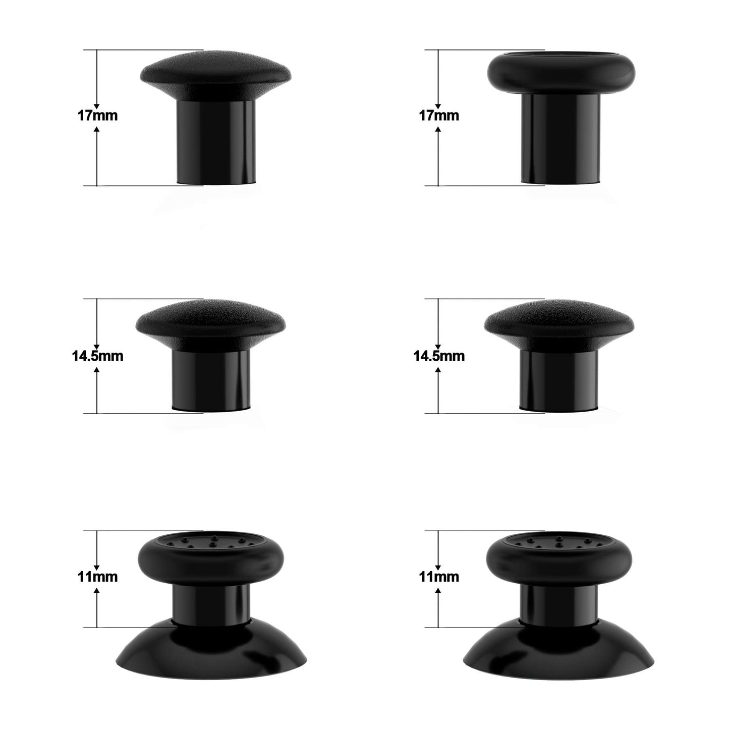 eXtremeRate ThumbsGear Interchangeable Thumbstick for Xbox Controller - Improve Comfort - Black 3 Height Domed & Concave Grips Ergonomic Adjustable Joystick for Xbox Seires X/S, for Xbox One S/X/Elite