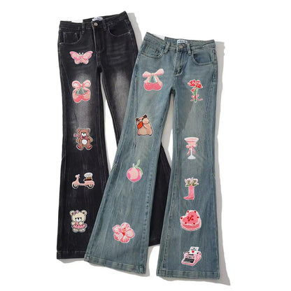 20 PCS Girls Pink Sweet Taste Iron on Patches Funny Embroidered Applique Sew on Patches for Backpacks Pants Clothes Vests Coat Uniforms Dress Hat DIY Decoration Bags Jackets Jeans
