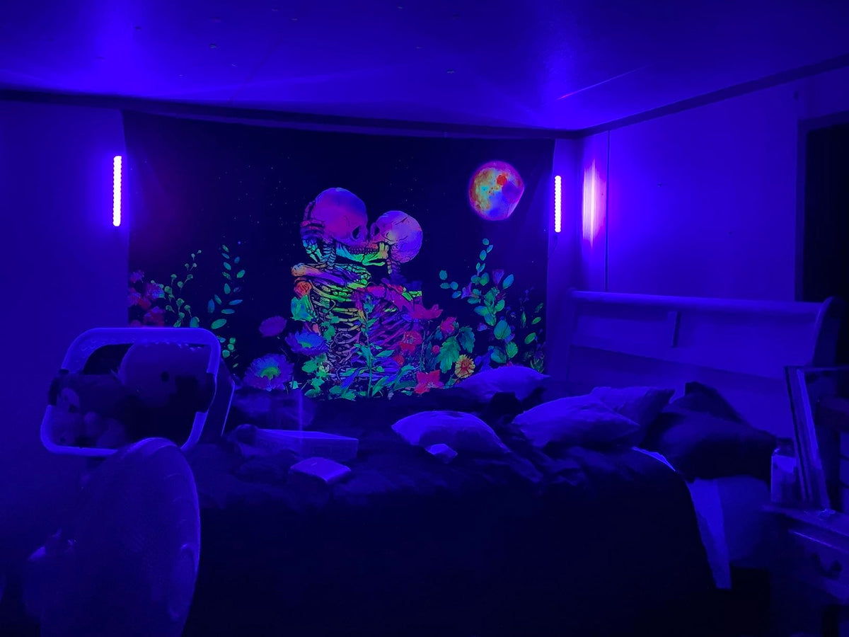 Black Light Bar 10W 1ft LED Blacklight for Fluorescent Tapestry Poster Body Paint Glow Party UV Strip Lights for Cabinet and Display Magnetic THLITURE 2 Pack