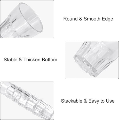 Plastic Drinking Glasses Set of 12, Unbreakable Water Tumbler, Acrylic Plastic Cups, Reusable Kids Drinking Cups for Children Kitchen Cocktail Picnic Party Juice Whiskey Wine (12pc-clear-160ml/5.4oz)