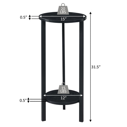 Convenience Concepts Graystone 2 Tier Tall Plant Stand 31" - Industrial Stand for Plants, Vases, and Antiques, Urban Modern Design for the Living Room, Hallway, Entryway, Faux Birch/White