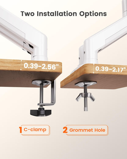 ErGear Dual Monitor Stand up to 32 inches Screen, Load-Bearing Max 22 lbs Each Arm, Adjustable Dual Monitor Mount, Sturdy Steel vesa Monitor Mount with Stable VESA 75x75 100x100mm-White
