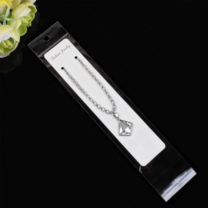 Wzttdm 100 Pcs Necklace Display Card White, 7.5x 1.6 Inch Long Jewelry Holder Cards for Selling, Bracelet Display Cards with Clear Bags for Bracelet Necklace Jewelry Packaging Supplies