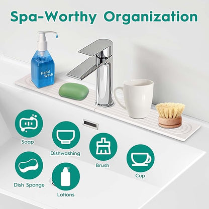 24 Inch Stone Faucet Mat for Kitchen Sink, Kitchen Sink Splash Guard-Water