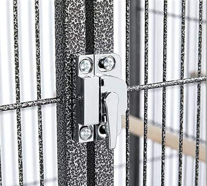 X-Large Double Stacker Wrought Iron Cage Bird Flight Parrot Breeding Breeder Cage Side Breeding Door Easy Clean Pull Out Tray Removable Rolling Stand Cockatiel Conure Canary Aviary Finches Budgies