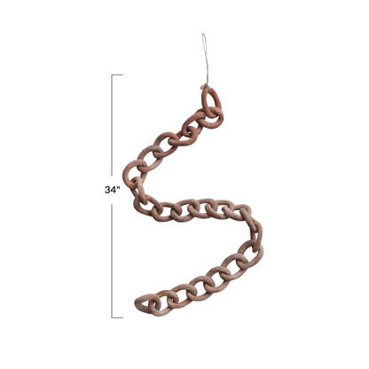 Creative Co-Op Long Handmade Terra-Cotta Chain Decor, Distressed Finish