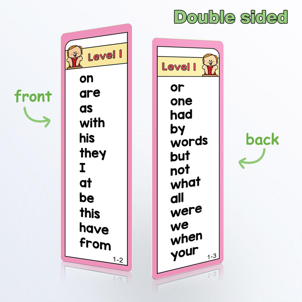 Sided Vocabulary Flashcards Educational Learning Cards High Frequency Sight Words Learn to Read Sight Words