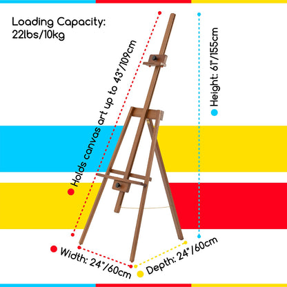 MEEDEN Art Easel Stand for Painting: Solid Beech Wooden Easel Holds Canvas up to 43" for Adult Studio - Adjustable Artist Painting Easel for Wedding Sign Poster Display - Walnut