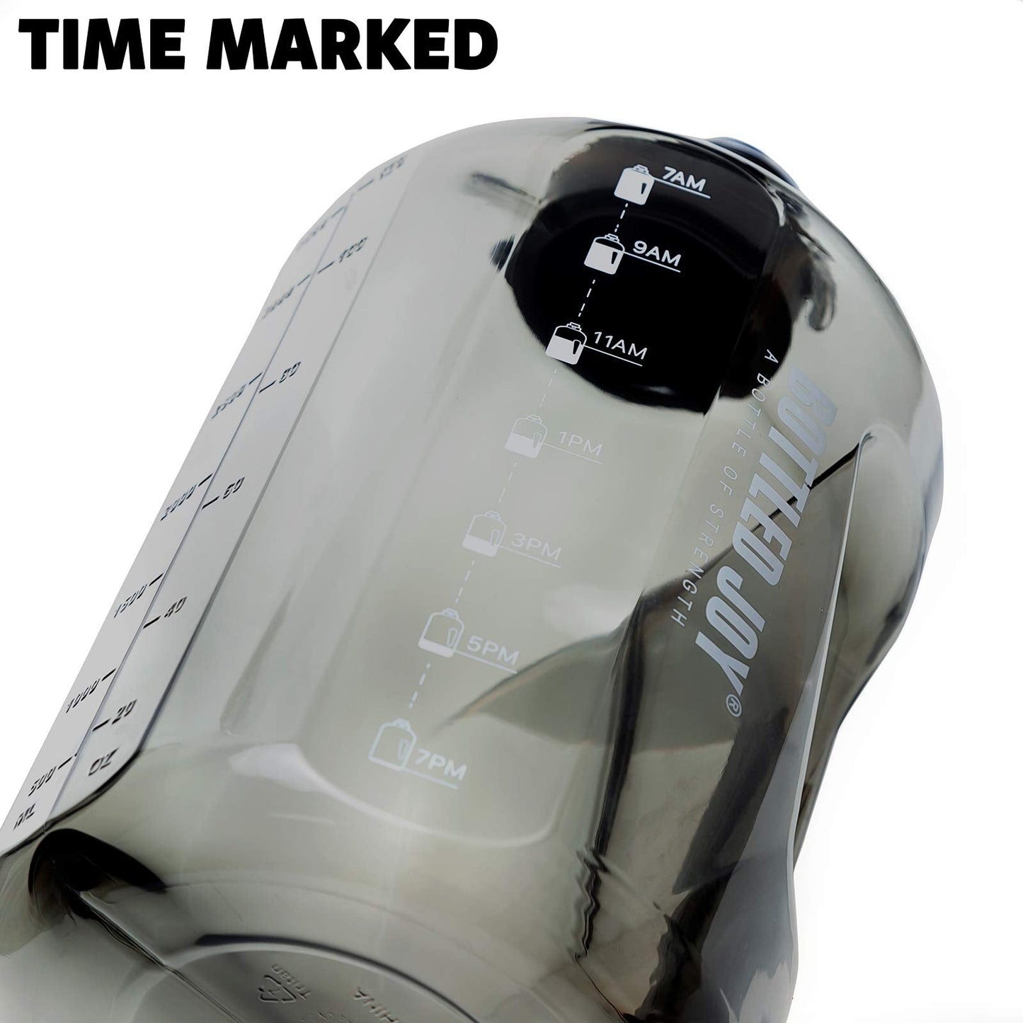 MYSHAKER 1 Gallon Water Jug with Flip-top Lid and Handle Strap, Leak-proof BPA Free Reusable Time Marker Reminder Large Capacity Gallon Water Bottle for Outdoor Sports Fitness Gym Hiking