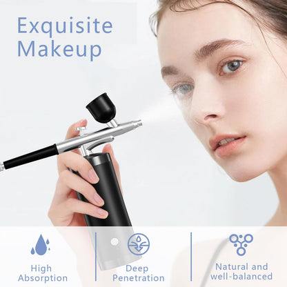 Airbrush Kit With Compressor 48PSI Rechargeable High Pressure Air Brush Set Cordless Airbrush Kit with 0.3mm Nozzle for Painting,Nail Art, Cake Decor,Makeup,Modeling (Black)