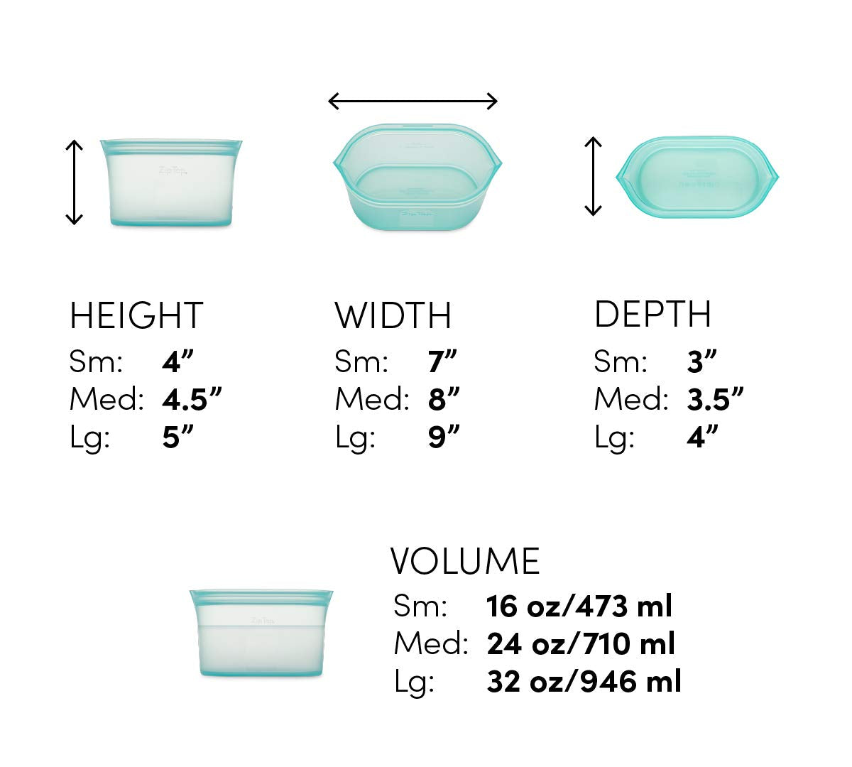 Zip Top Reusable Food Storage Bags | 3 Dish Set [Gray] | Silicone Meal Prep Container | Microwave, Dishwasher and Freezer Safe | Made in the USA