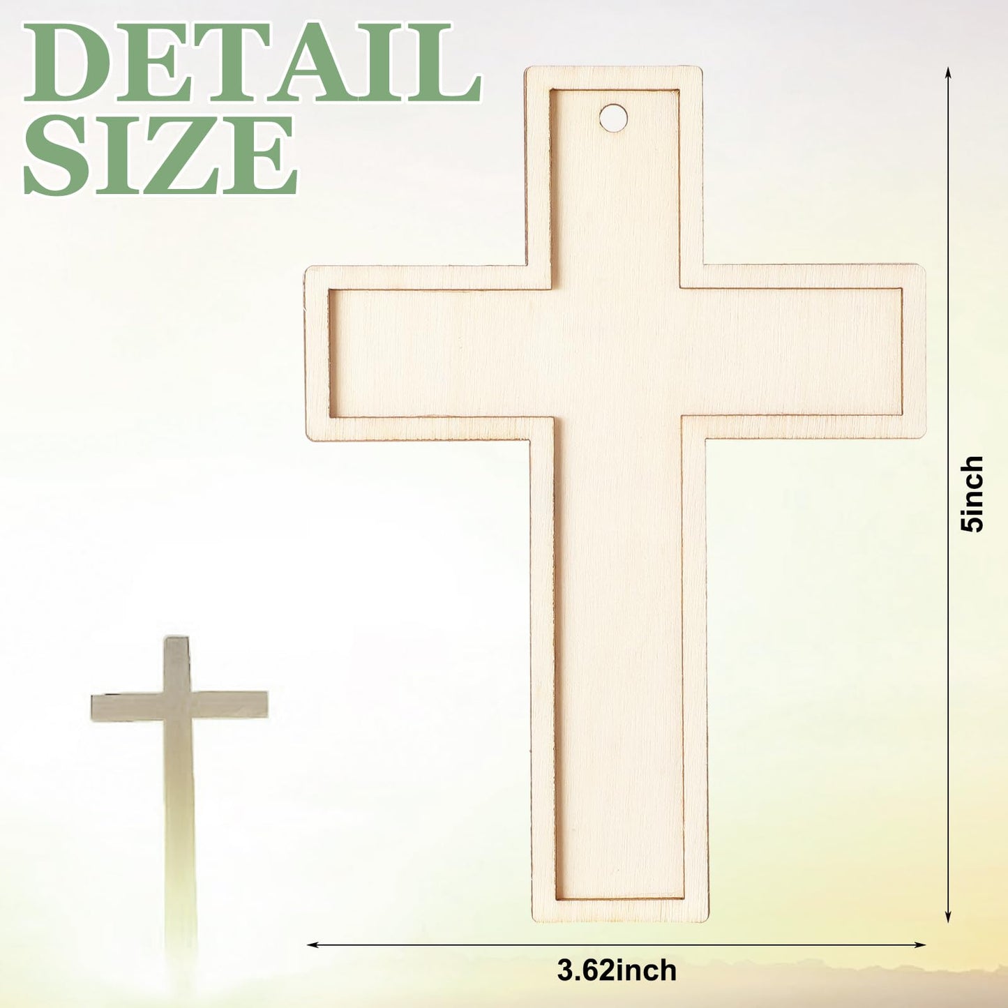 Beeveer 24 Pcs Unfinished Wooden Crosses for Crafts Unpainted Large Blank Wooden Layered Cross for Sunday School Crafts DIY Easter Projects Church Home Wall Decoration with String (5 x 3.62 Inch)
