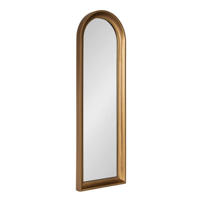 Kate and Laurel Hatherleigh Modern Slim Arched Panel Wall Mirror, 12 x 36, Gold, Transitional Narrow Wooden Arch Mirror for Use as Versatile Bedroom or Entryway Wall Decor