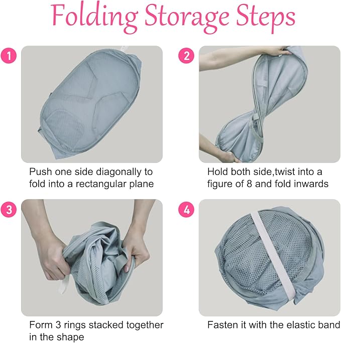 4PCS Mesh Laundry Hamper, Collapsible Laundry Baskets, 75L Large Foldable Dirty