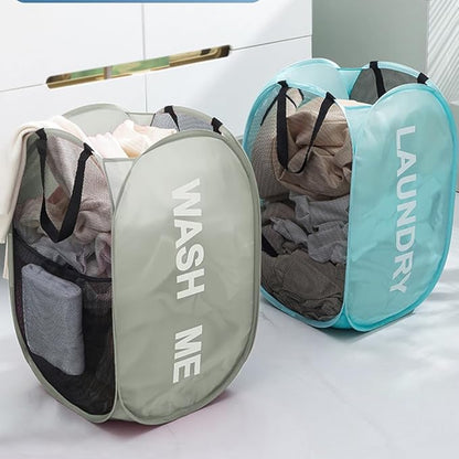 Larpur Pop Up Laundry Baskets, 2 Pack Mesh Laundry Hampers Collapsible Clothes