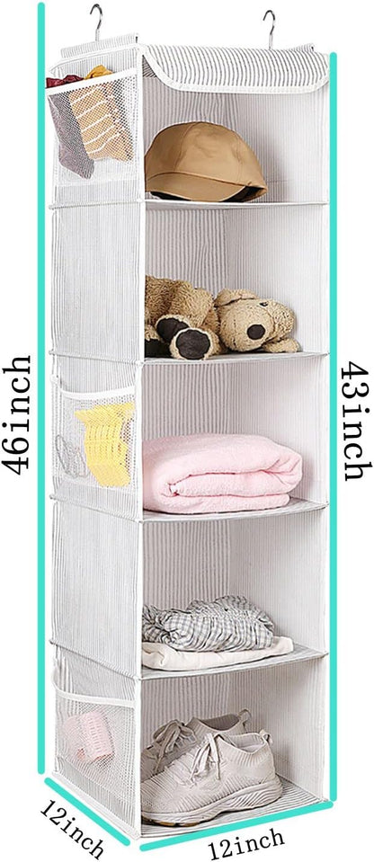 5 Shelves Hanging Closet Organizer, 2 Pack Hanging Storage