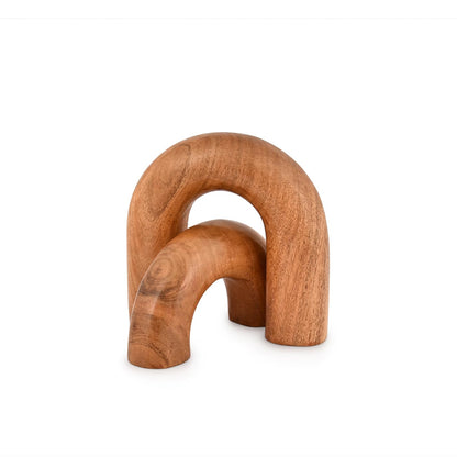 Kaizen Casa Statues Acacia Wood Decorative Objects,Neutral Home Decor for Shelves, for Living Room Bedroom, Modern Table Top Bookshelf Décor (5"x 5" x 1.5") (5"x 3.5" x 1.5")