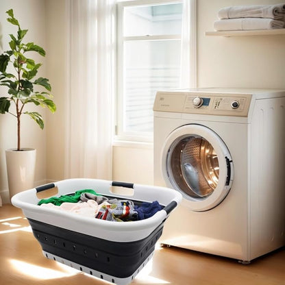 SAMMART 41L Collapsible 3 Handled Plastic Laundry Basket
