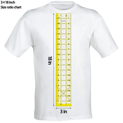 Acrylic Ruler 7 Piece Set, Non Slip Rings 50 Pieces, Quilting Rulers, Size (6"x24"), (2"x24"), (3"x18"), (3"x8"), (1.5"x12"), (1"x12"), (1"x6") (Yellow-7 Piece Set)