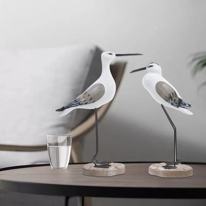 Seagull Ornaments Set 2 Wooden Coastal Bird Figurines for Home Nautical Tabletop Decorations Beach House Accents 14In X 8In