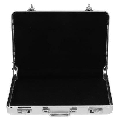 Tofficu Business Card Holder, Aluminum Alloy Name Card Case with Handle, Mini Metal Briefcase Organizer for Business Meetings And Events Storage Men（sliver）