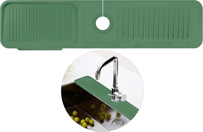 Kitchen Faucet Splash Mat, 24 inch Silicone Sink Splash Guard Drying Mat
